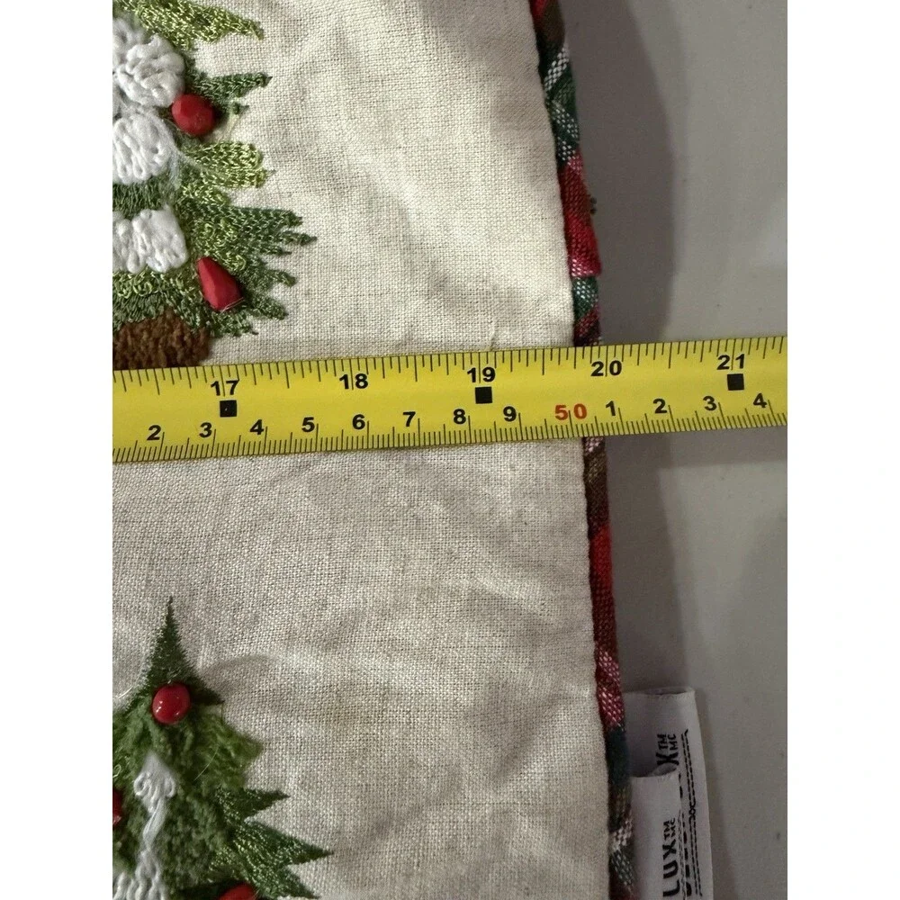 Bella Lux Christmas Embroidered Plaid Square Pillow Cover, 20 x 20 in, set of 2